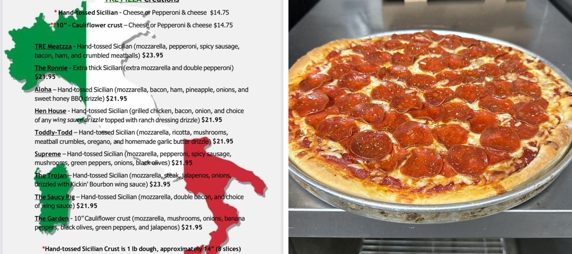 Tre Pizza Menu